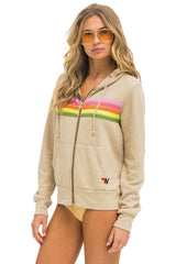 5 STRIPE HOODIE - SAND // PINK // GREEN