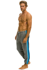 5 STRIPE SWEATPANTS - HEATHER GREY // BLUE