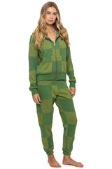 CHECK QUILTED SWEATPANTS - JUNGLE GREEN // PALM