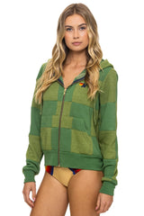 CHECK QUILT ZIP HOODIE - JUNGLE GREEN // PALM