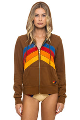 MOUNTAIN STITCH CHEVRON 4 ZIP HOODIE - CINNAMON