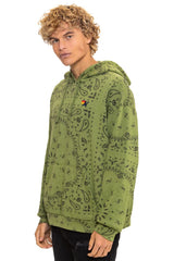 BANDANA RELAXED PULLOVER HOODIE - JUNGLE GREEN