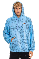 BANDANA RELAXED PULLOVER HOODIE - SKY