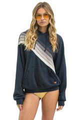 CROSS STRIPE RELAXED PULLOVER HOODIE - CHARCOAL // CHARCOAL