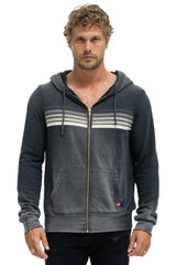 5 STRIPE HOODIE - FADED SMOKE