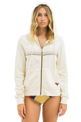 5 STRIPE HOODIE - VINTAGE WHITE // WHITE GREY