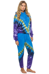 HAND DYED V SWEATPANTS - TIE DYE OCEAN // PURPLE