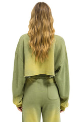 AN 3D CROPPED CREW SWEATSHIRT RELAXED - FADED ARMY