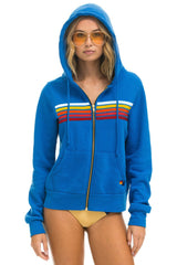 5 STRIPE HOODIE - ADVENTURE BLUE // RAINBOW WHITE
