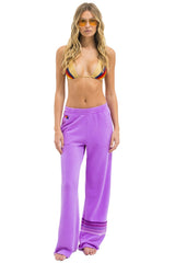 RUGBY STITCH WIDE LEG POCKET SWEATPANTS - NEON PURPLE // PURPLE