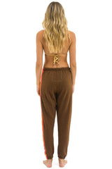 5 STRIPE SWEATPANTS - CHOCOLATE // WHITE NEON