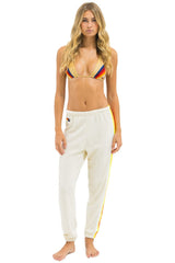 5 STRIPE SWEATPANTS - VINTAGE WHITE // WHITE NEON