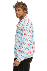 AVIATOR BOLT W/ BOLT EMBROIDERY FLEECE HALF ZIP SWEATSHIRT - WHITE // USA