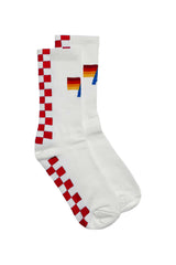 CHECKERED SOCK - WHITE // RED