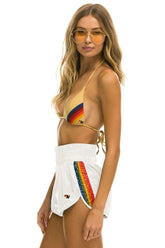 HIGH RISE 5 STRIPE NYLON JOGGER SHORT - VINTAGE WHITE