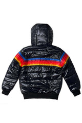 KIDS 5 STRIPE TREKKER JACKET - GLOSSY BLACK