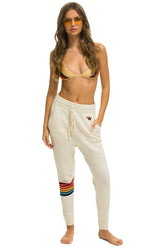 RAINBOW 6 STRIPE CASHMERE RELAXED FIT PANT - VINTAGE WHITE