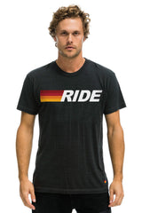 RIDE LOGO WHITE TEE - CHARCOAL