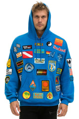 VINTAGE PATCH RELAXED PULLOVER HOODIE- OCEAN