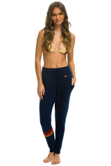 RAINBOW 4 STRIPE CASHMERE RELAXED FIT PANT - MIDNIGHT