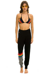 RAINBOW STRIPE CASHMERE LIGHT SWEATER PANT - BLACK // CHARCOAL