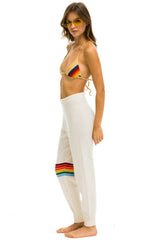 RAINBOW STRIPE CASHMERE LIGHT SWEATER PANT - VINTAGE WHITE