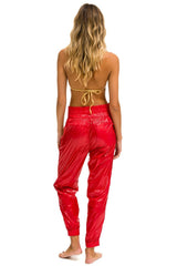 5 STRIPE HI RISE WIND PANT - CHERRY