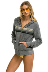 5 STRIPE HOODIE - HEATHER GREY // GREY