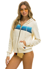 5 STRIPE HOODIE - VINTAGE WHITE // BLUE