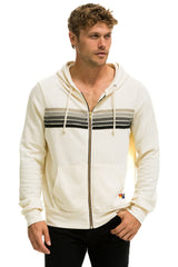 5 STRIPE HOODIE - VINTAGE WHITE // GREY