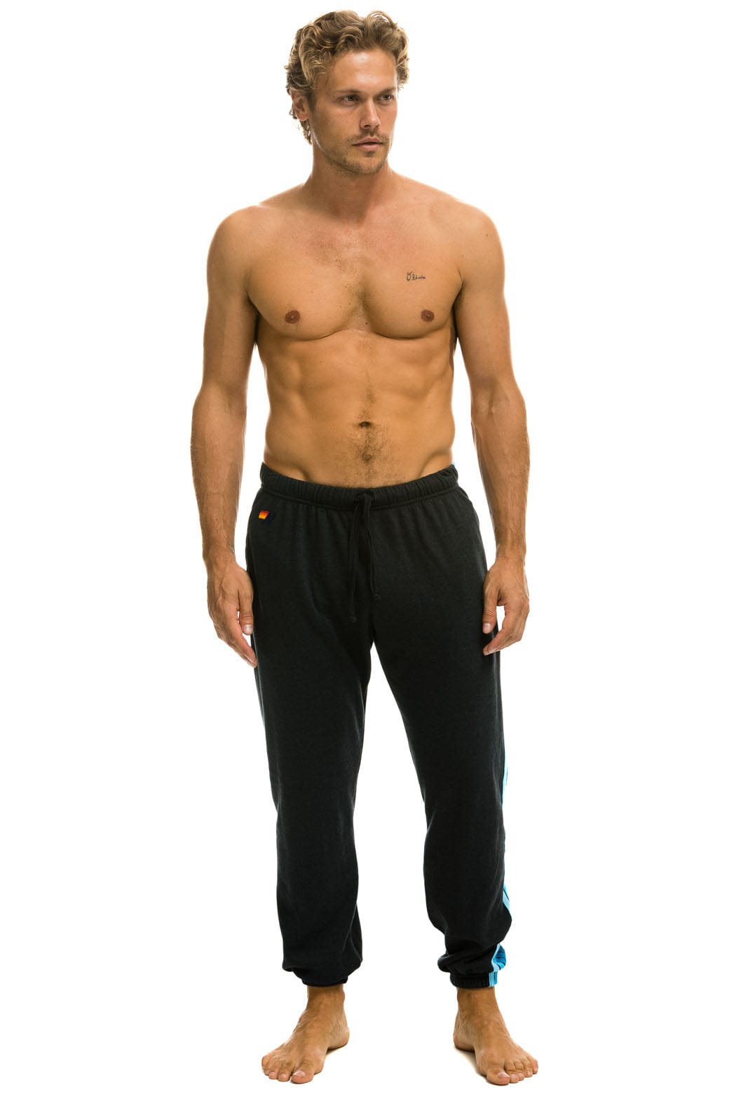 5 STRIPE SWEATPANTS - CHARCOAL // BLUE