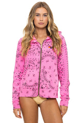 BANDANA ZIP HOODIE - NEON PINK