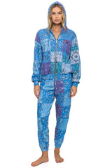 BANDANA QUILTED SWEATPANTS - BLUE
