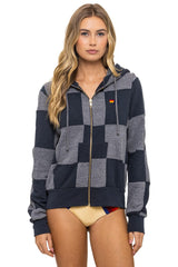 CHECK QUILT ZIP HOODIE - HEATHER // CHARCOAL