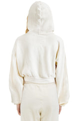 SUNSET PATCH RELAXED CROPPED ZIP HOODIE - VINTAGE WHITE