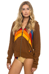 MOUNTAIN STITCH CHEVRON 4 ZIP HOODIE - CINNAMON