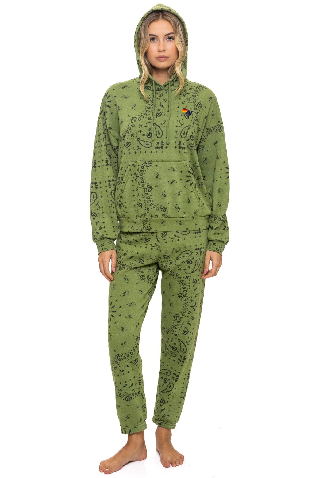 BANDANA RELAXED PULLOVER HOODIE - JUNGLE GREEN