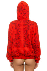 BANDANA LOVER RELAXED PULLOVER HOODIE - RED