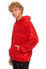 BANDANA RELAXED PULLOVER HOODIE - RED