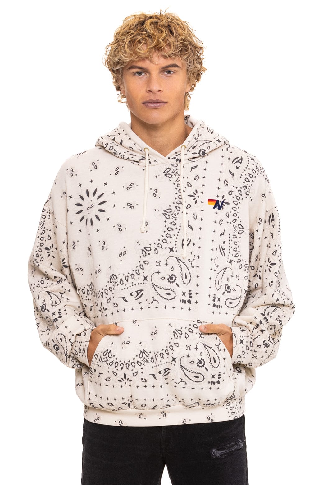 BANDANA RELAXED PULLOVER HOODIE - VINTAGE WHITE