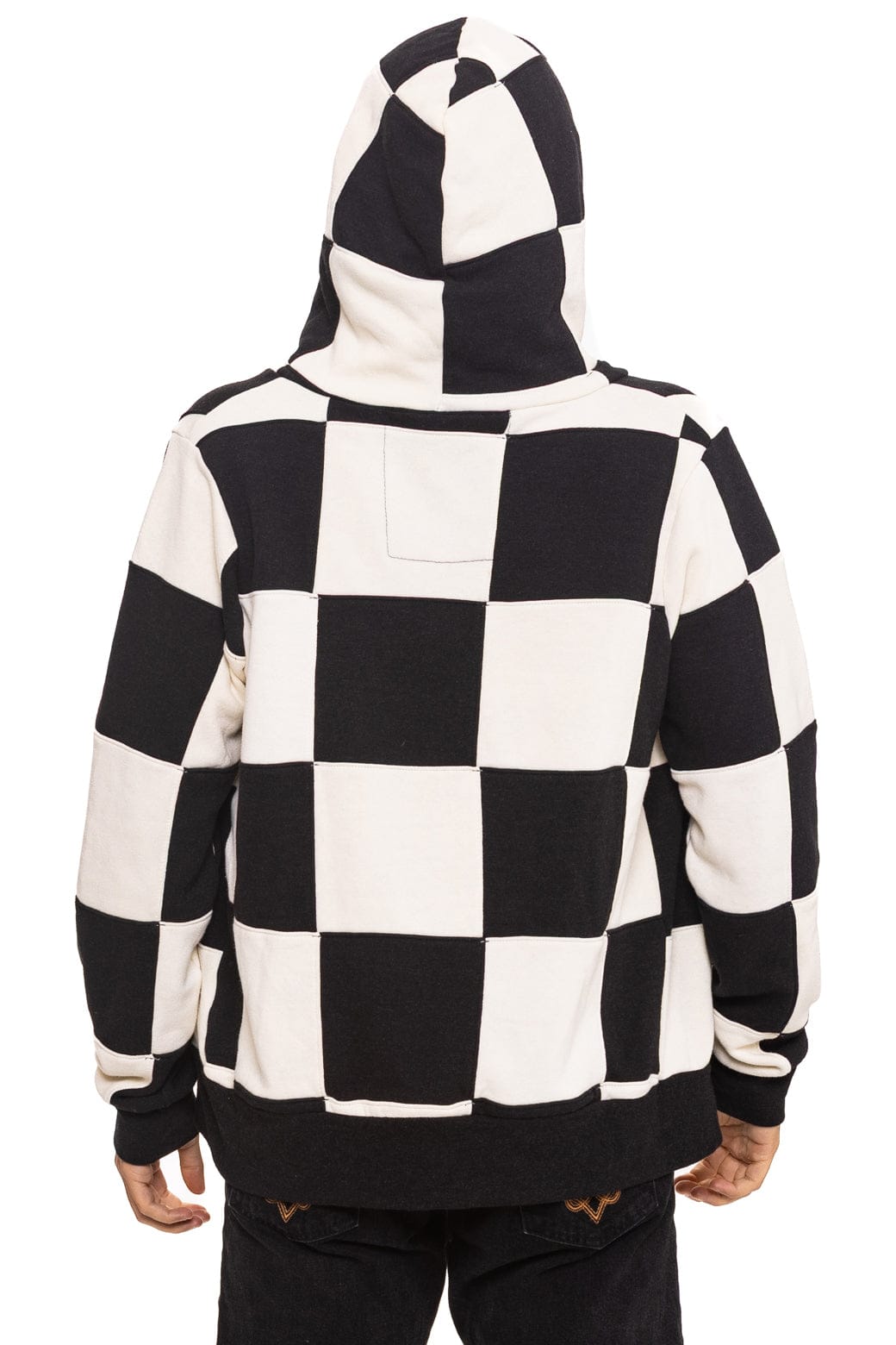 CHECK QUILT ZIP HOODIE - VINTAGE WHITE // BLACK