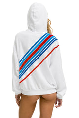 CROSS STRIPE STARS RELAXED PULLOVER HOODIE  - WHITE // USA
