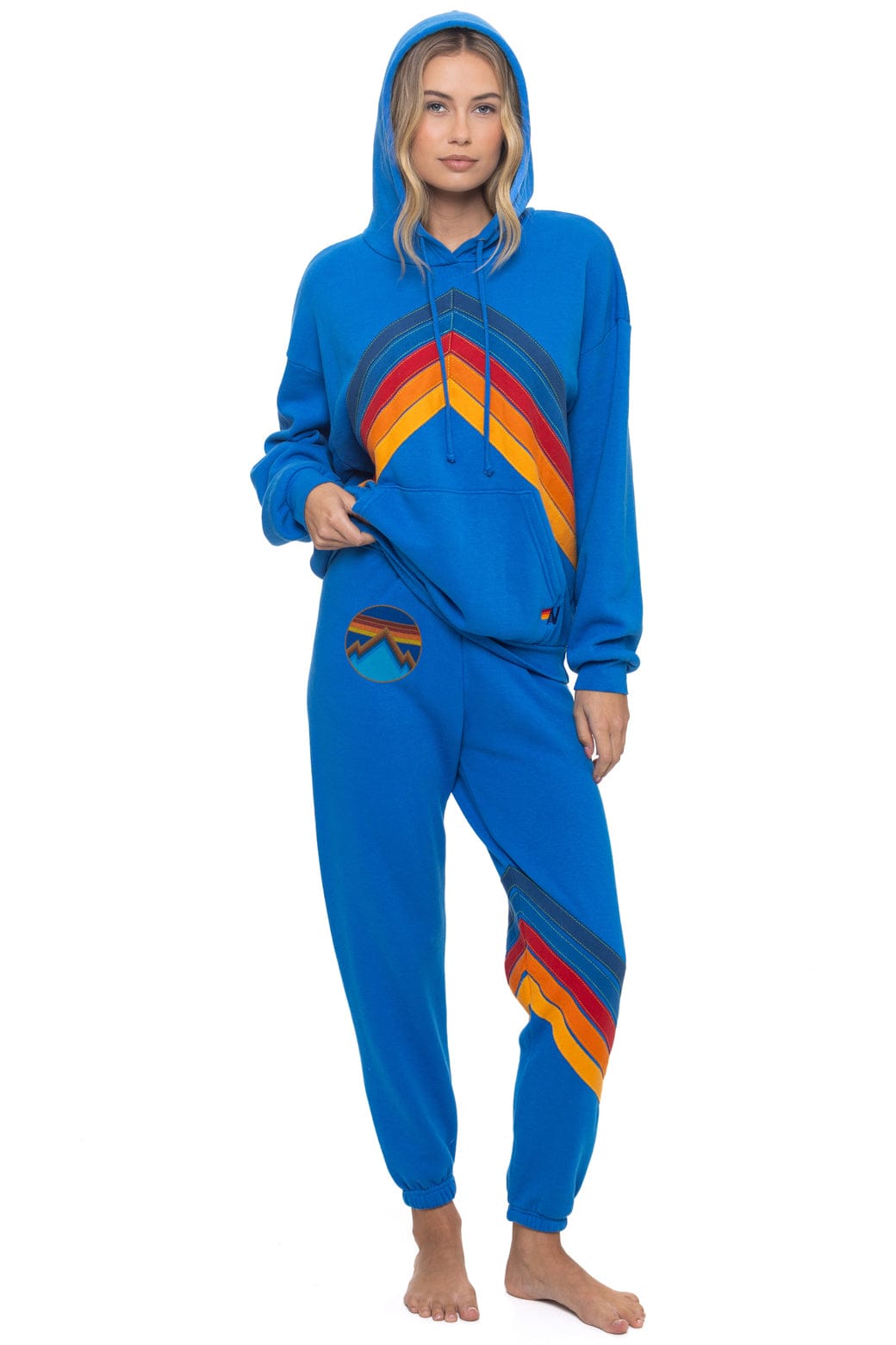 MOUNTAIN STITCH CHEVRON PULLOVER HOODIE RELAXED - ADVENTURE BLUE