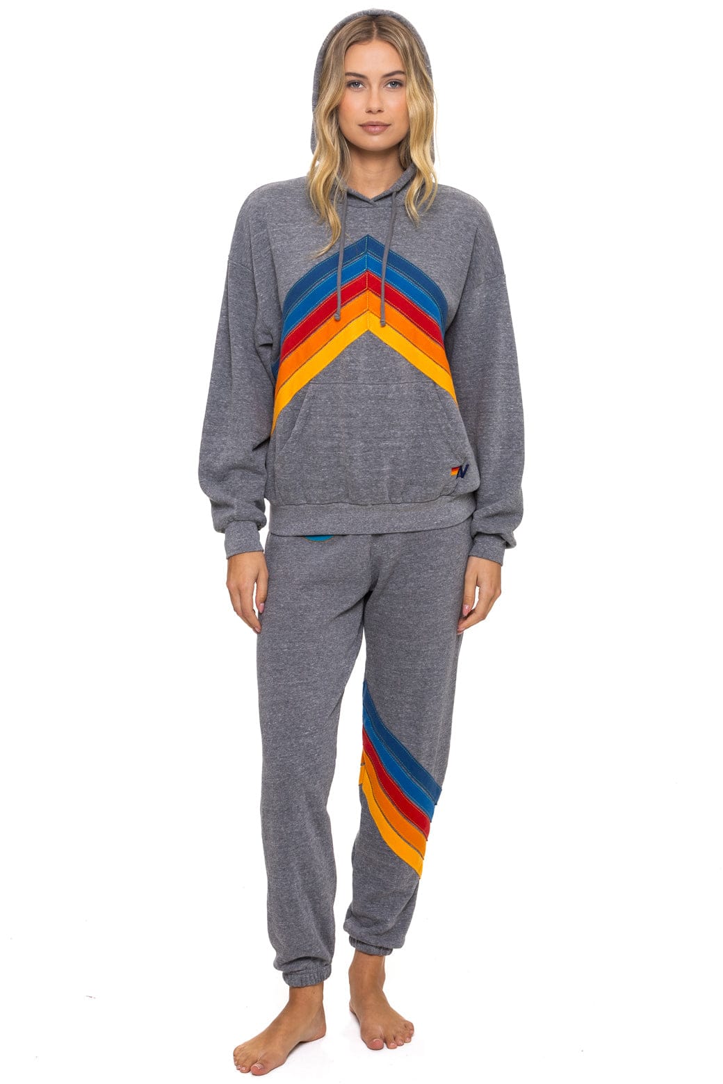 MOUNTAIN STITCH CHEVRON PULLOVER HOODIE RELAXED - HEATHER GREY