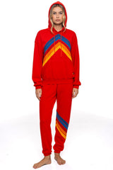 MOUNTAIN STITCH CHEVRON PULLOVER HOODIE RELAXED - RED