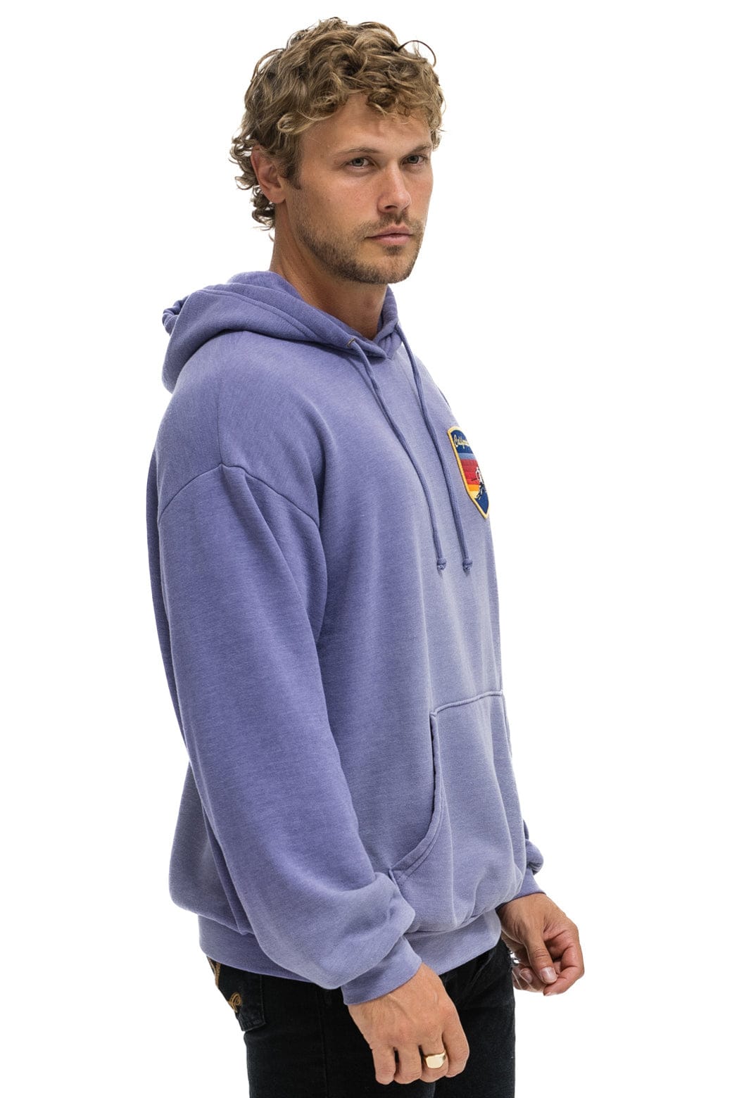 CALIFORNIA SKIER PATCH PULLOVER RELAXED HOODIE - FADED GRAPE