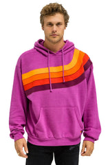 WAVE STRIPE 4 PULLOVER HOODIE RELAXED - MAGENTA // ORANGE