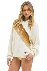 CROSS STRIPE RELAXED PULLOVER HOODIE - VINTAGE WHITE // BROWN