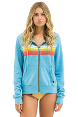 5 STRIPE HOODIE - AQUA // WHITE NEON