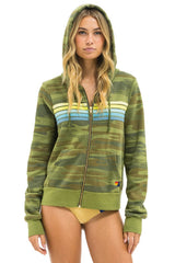 5 STRIPE HOODIE - CAMO // LIME AQUA
